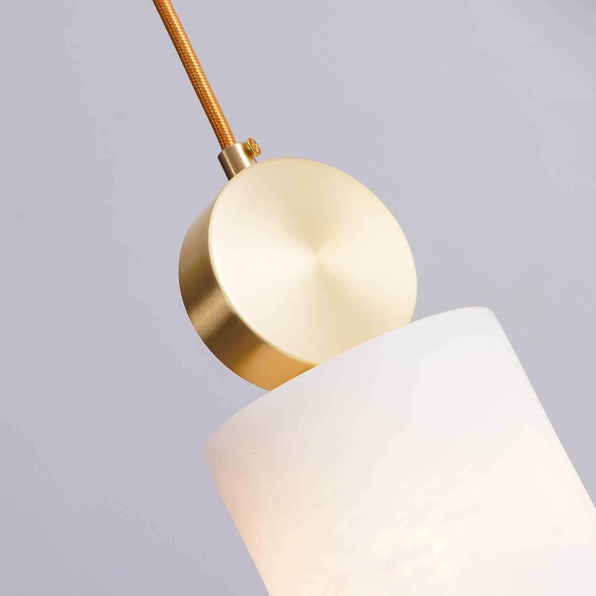 Modern Etruscan Alabaster Pendant Light Luxury Brass Hanging Lamp for Living Room Dining Area