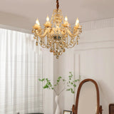 Modern European Glass Crystal Candle Chandelier for Dining Room and Bedroom