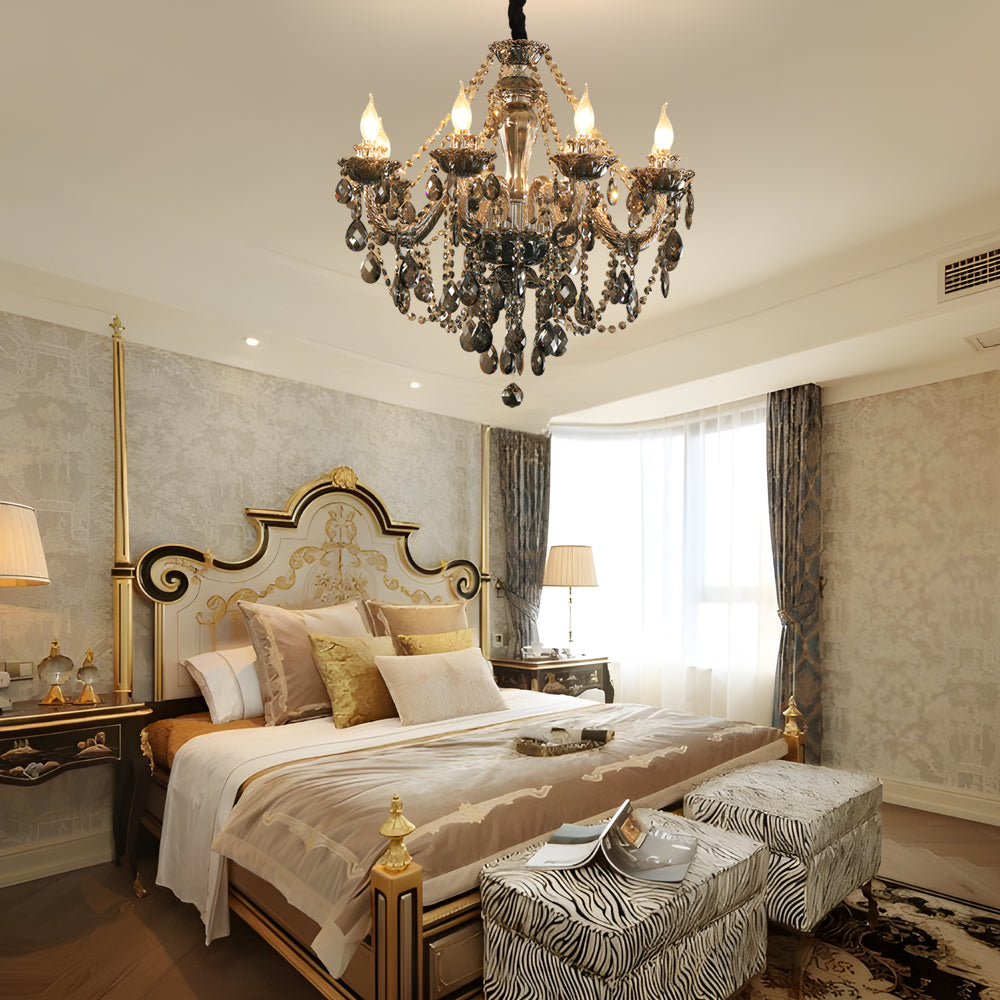 Modern European Glass Crystal Candle Chandelier for Dining Room and Bedroom