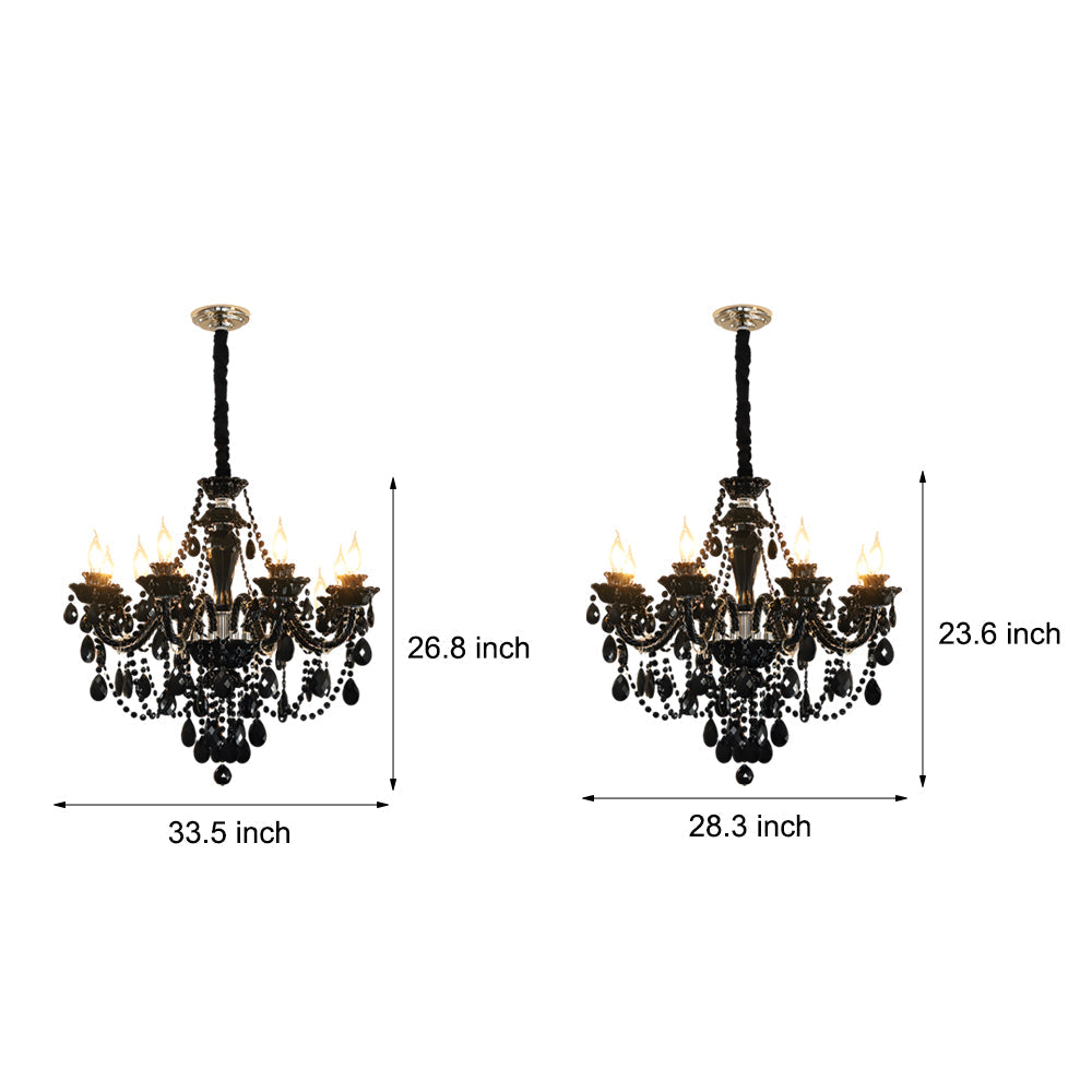 Modern European Glass Crystal Candle Chandelier for Dining Room and Bedroom