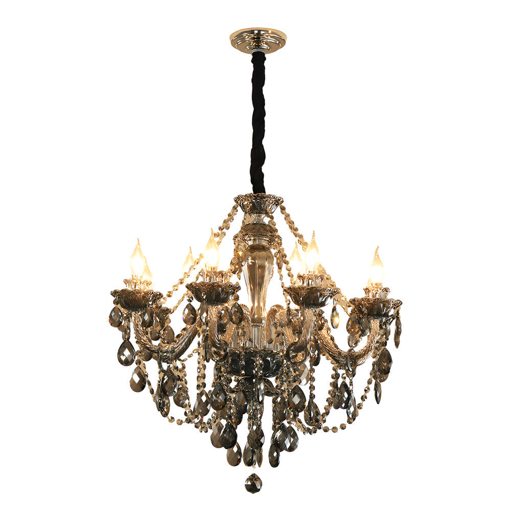 Modern European Glass Crystal Candle Chandelier for Dining Room and Bedroom