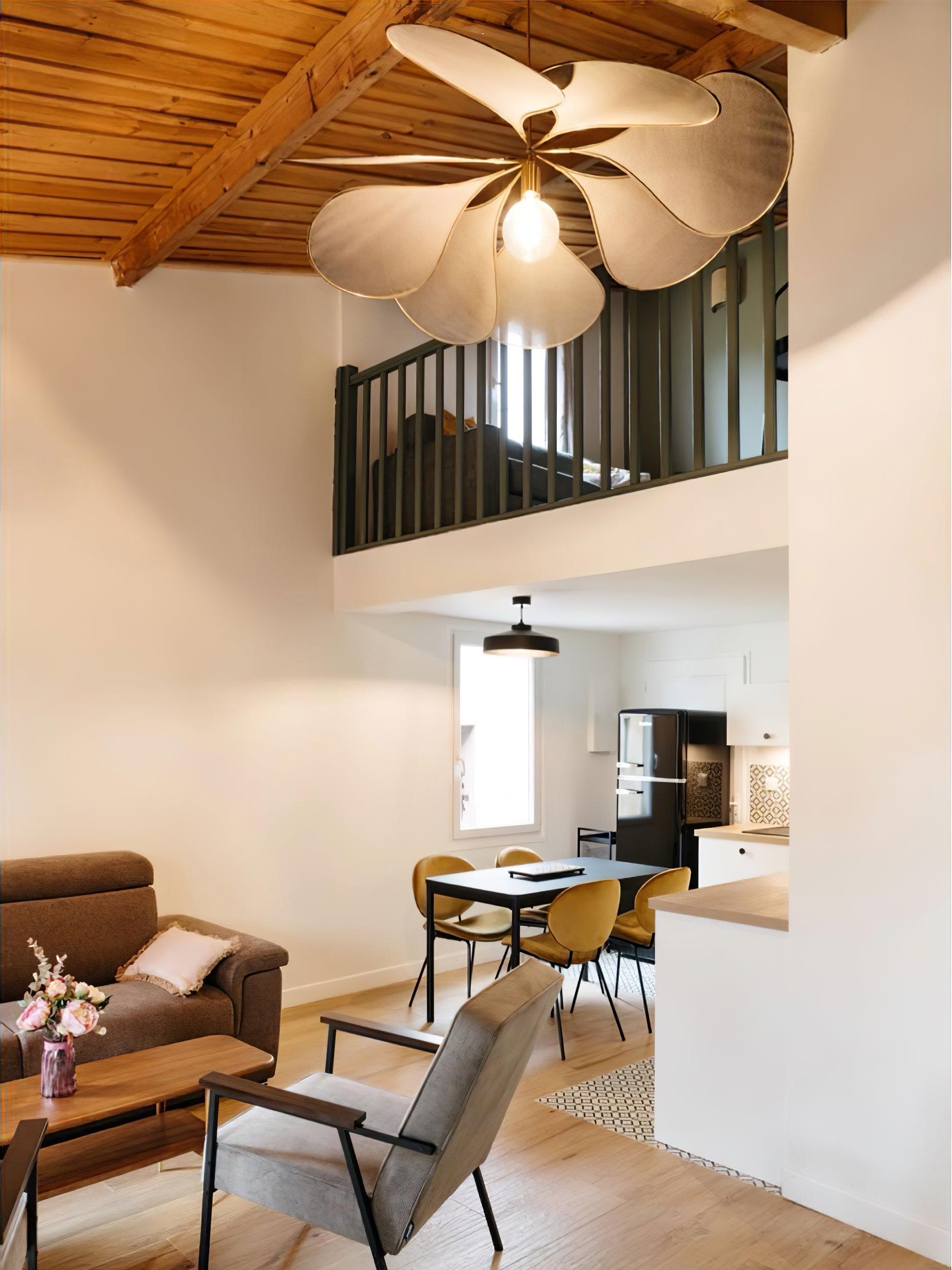 Modern Fabric Floral Petal Pendant Light for Elegant Living Room and Bedroom Lighting