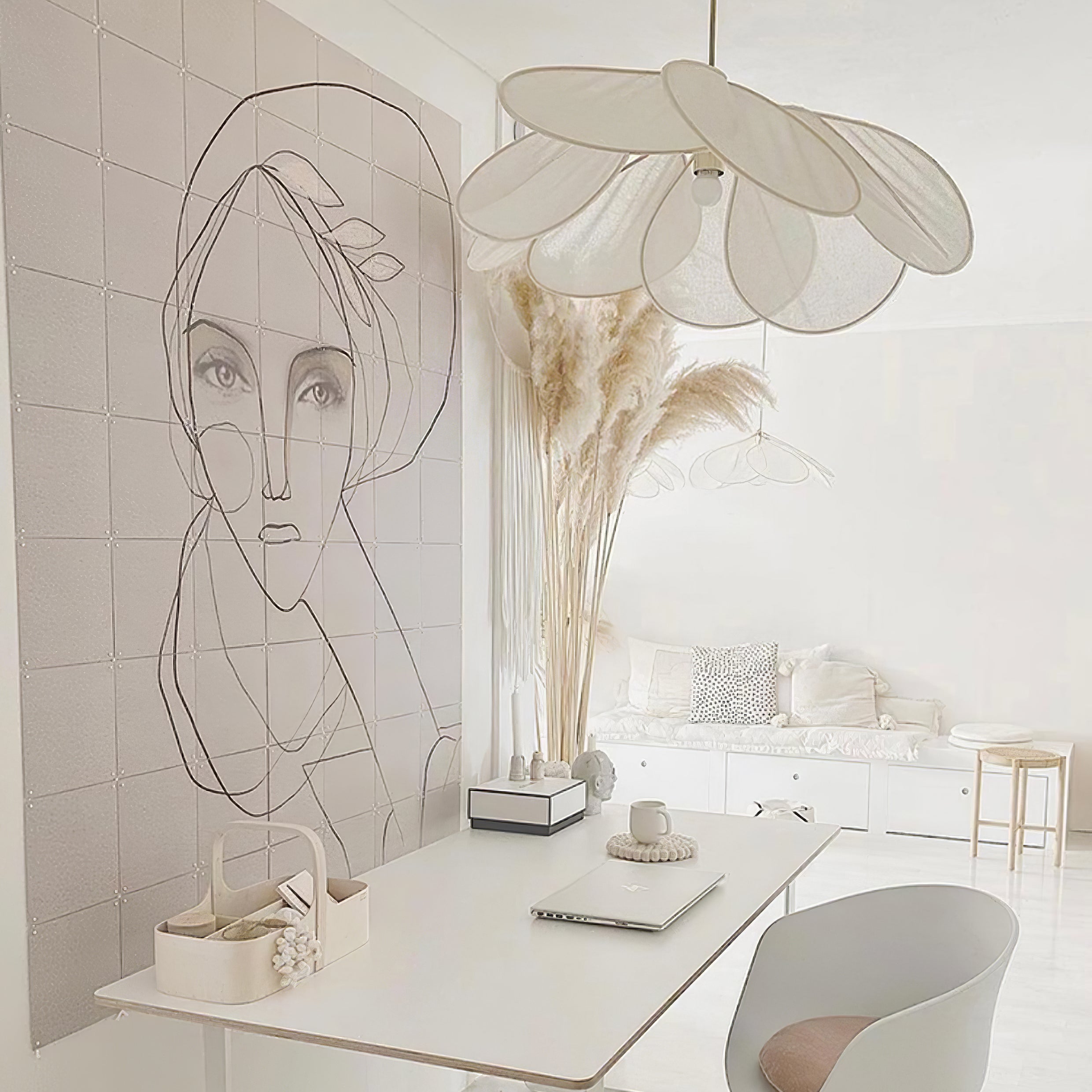 Modern Fabric Floral Petal Pendant Light for Elegant Living Room and Bedroom Lighting