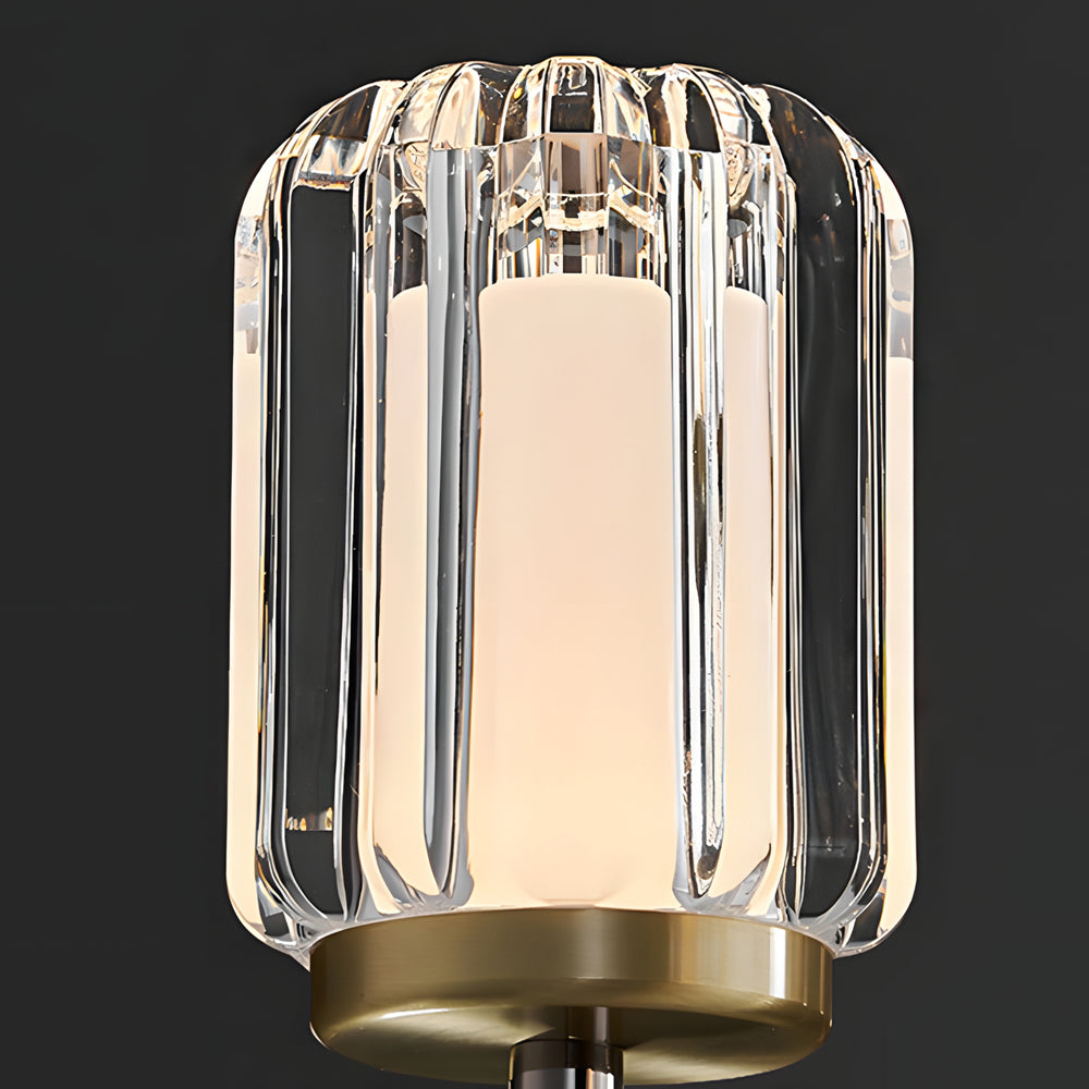 Modern Faceted Acrylic Wall Sconce Black Aluminum LED Arm Light for Bedroom Living Room