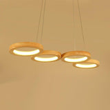 Modern Farmhouse Rustic Wood LED Ring Pendant Light for Kitchen Island and Dining Room Chandelier