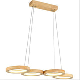 Modern Farmhouse Rustic Wood LED Ring Pendant Light for Kitchen Island and Dining Room Chandelier