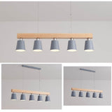 Modern Farmhouse Wood Bamboo Metal Row Pendant Light for Kitchen Island and Dining Room