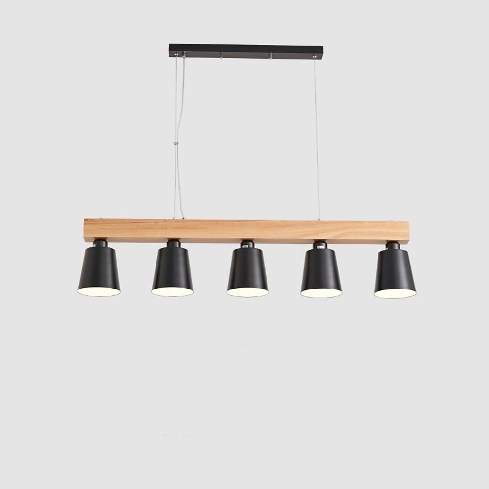 Modern Farmhouse Wood Bamboo Metal Row Pendant Light for Kitchen Island and Dining Room
