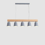 Modern Farmhouse Wood Bamboo Metal Row Pendant Light for Kitchen Island and Dining Room