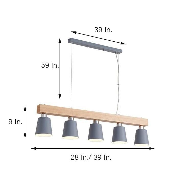 Modern Farmhouse Wood Bamboo Metal Row Pendant Light for Kitchen Island and Dining Room
