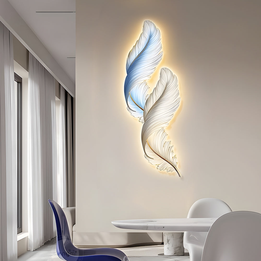 Modern Feather LED Decorative Wall Painting with USB Power and Remote Control
