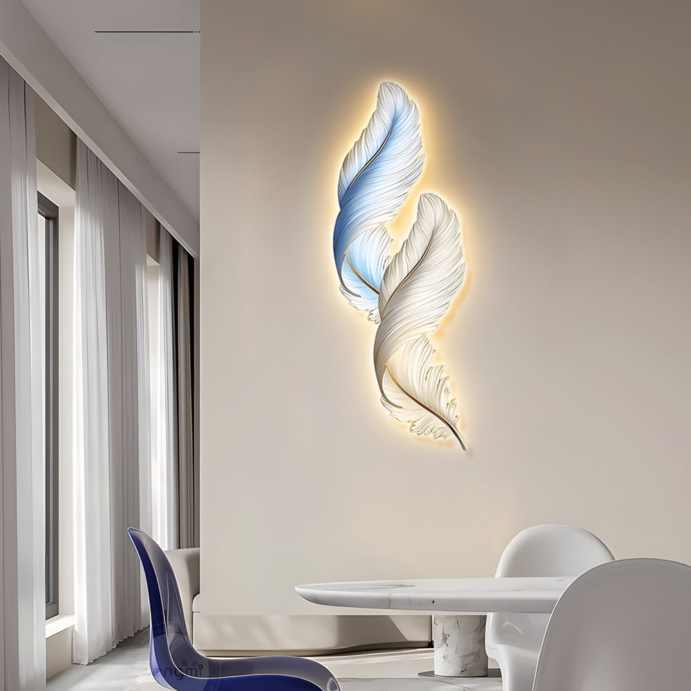 Modern Feather LED Decorative Wall Painting with USB Power and Remote Control