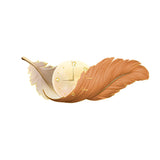 Modern Feather Painting Wall Clock LED Lamp Decorative Hanging Art for Living Room