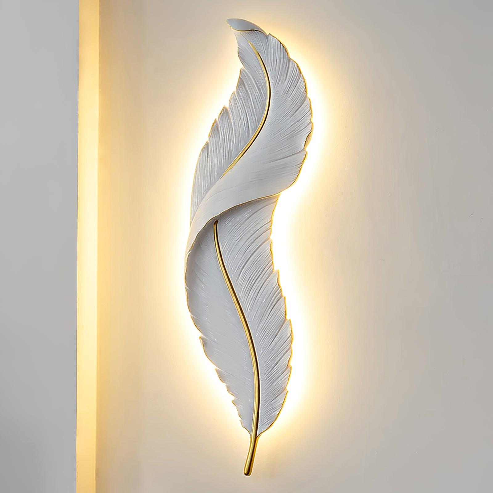 Modern Feather Resin Wall Sconce LED Lighting for Elegant Bedroom and Hallway Decor