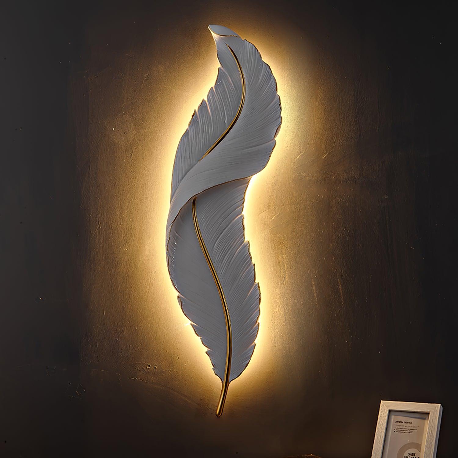 Modern Feather Resin Wall Sconce LED Lighting for Elegant Bedroom and Hallway Decor