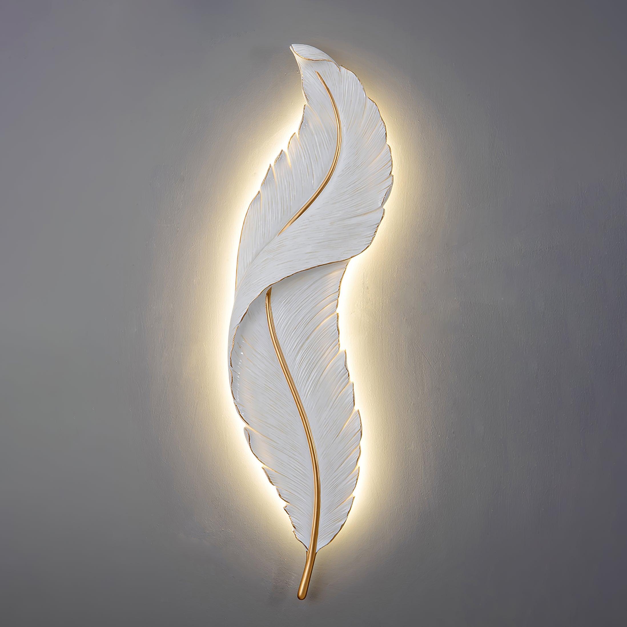 Modern Feather Resin Wall Sconce LED Lighting for Elegant Bedroom and Hallway Decor