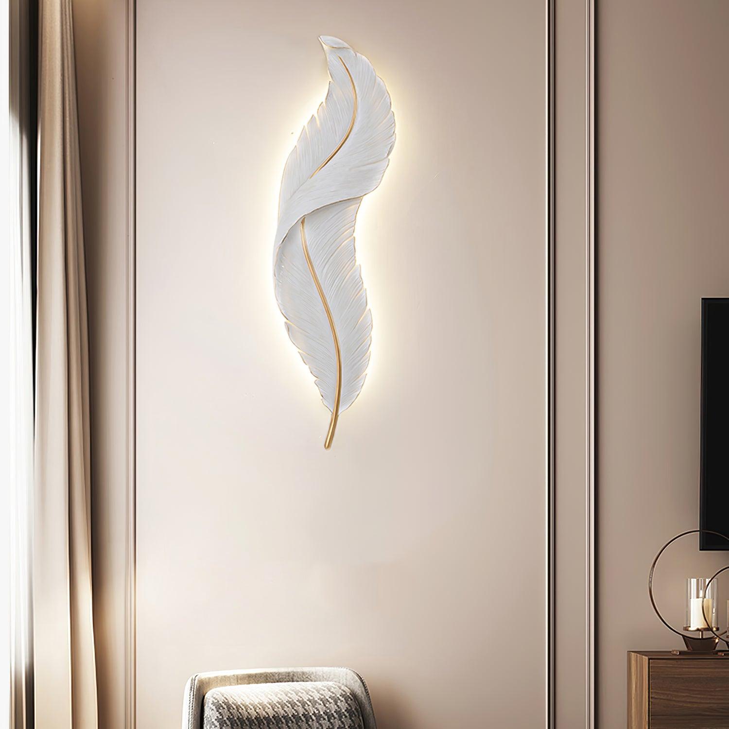 Modern Feather Resin Wall Sconce LED Lighting for Elegant Bedroom and Hallway Decor