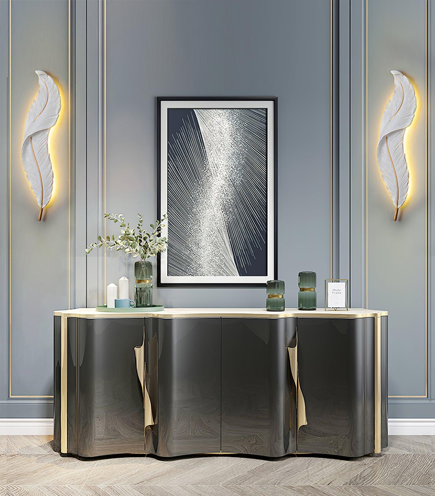 Modern Feather Resin Wall Sconce LED Lighting for Elegant Bedroom and Hallway Decor