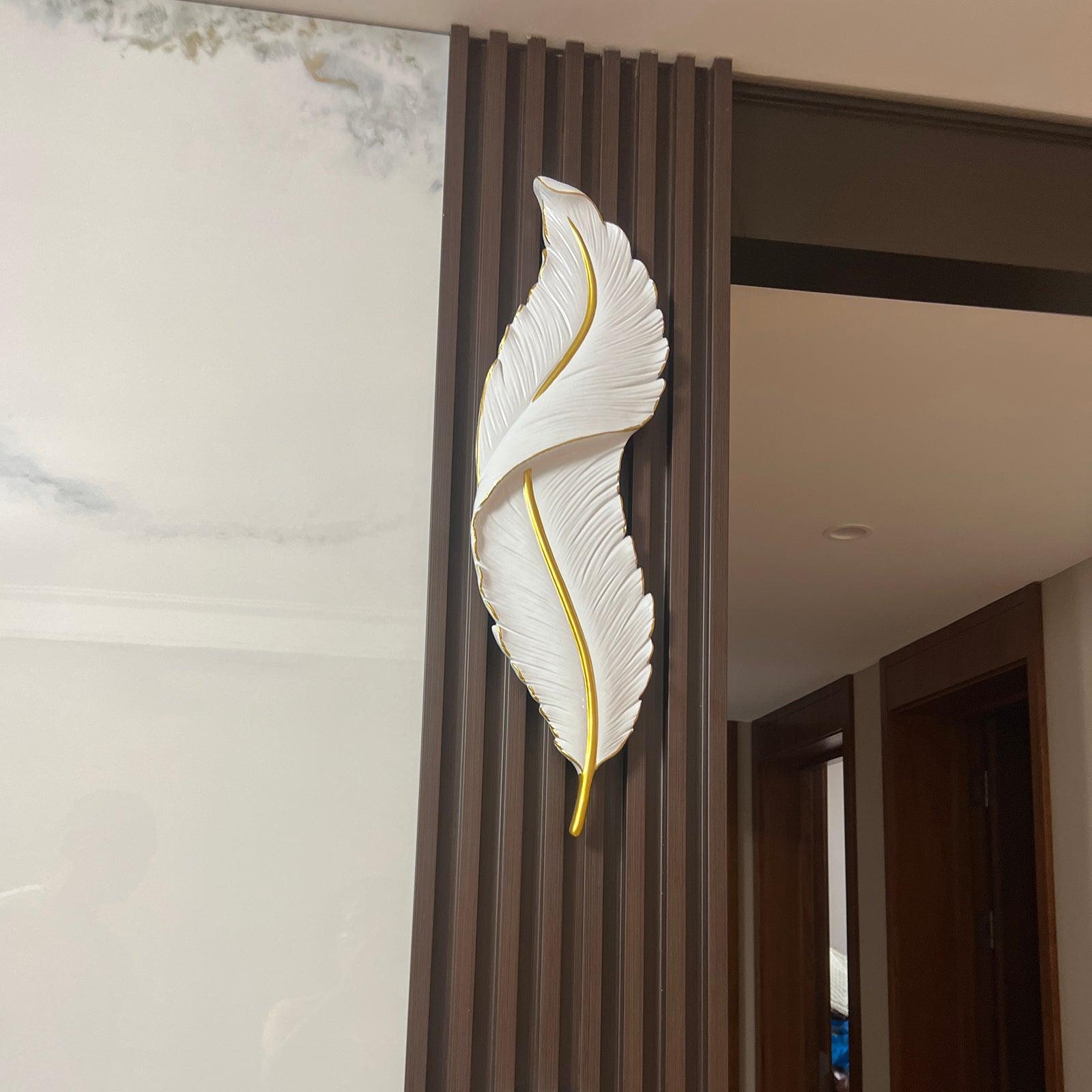Modern Feather Resin Wall Sconce LED Lighting for Elegant Bedroom and Hallway Decor