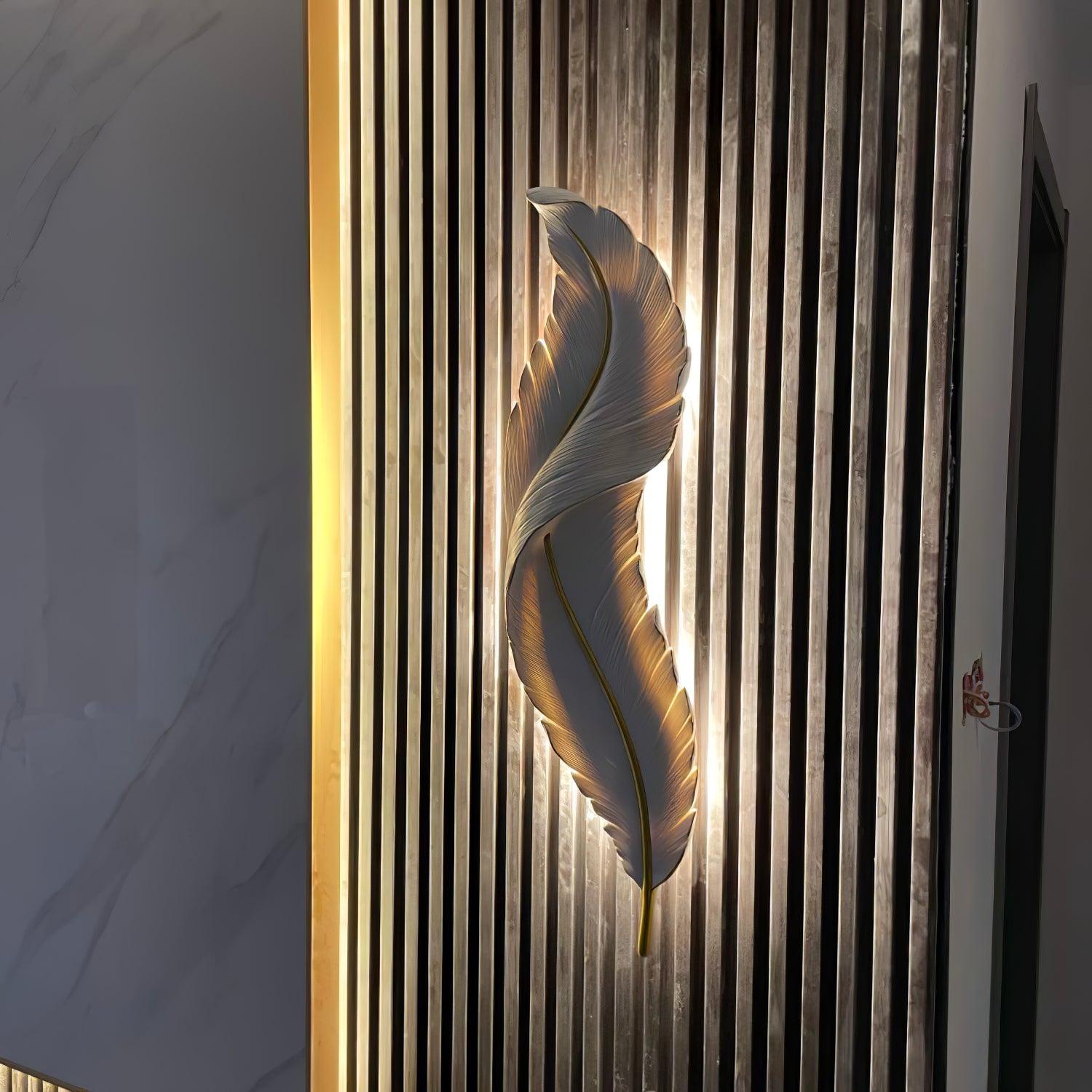 Modern Feather Resin Wall Sconce LED Lighting for Elegant Bedroom and Hallway Decor