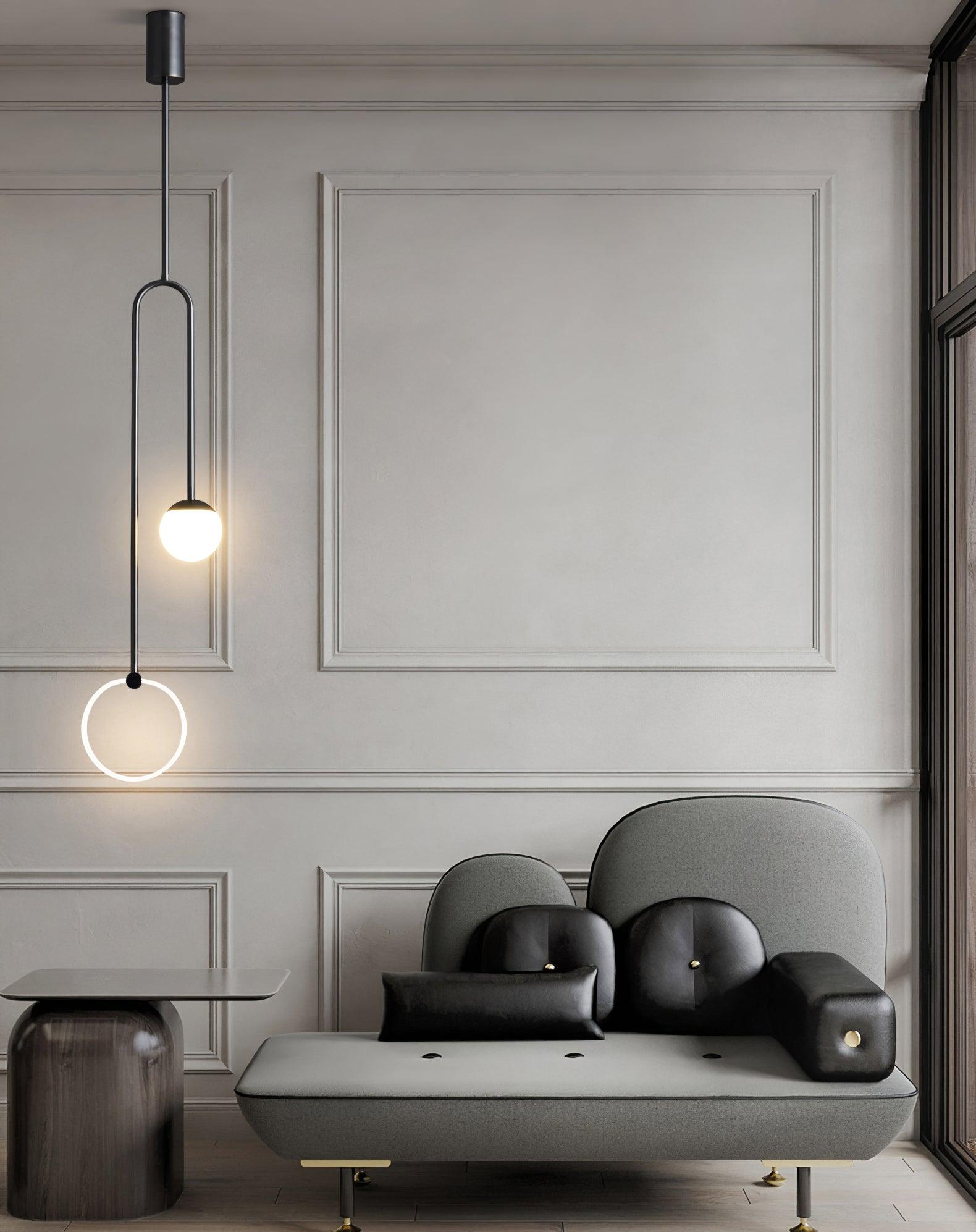 Modern Ferra Minimalist LED Pendant Light with Adjustable Rod for Living Room and Bedroom