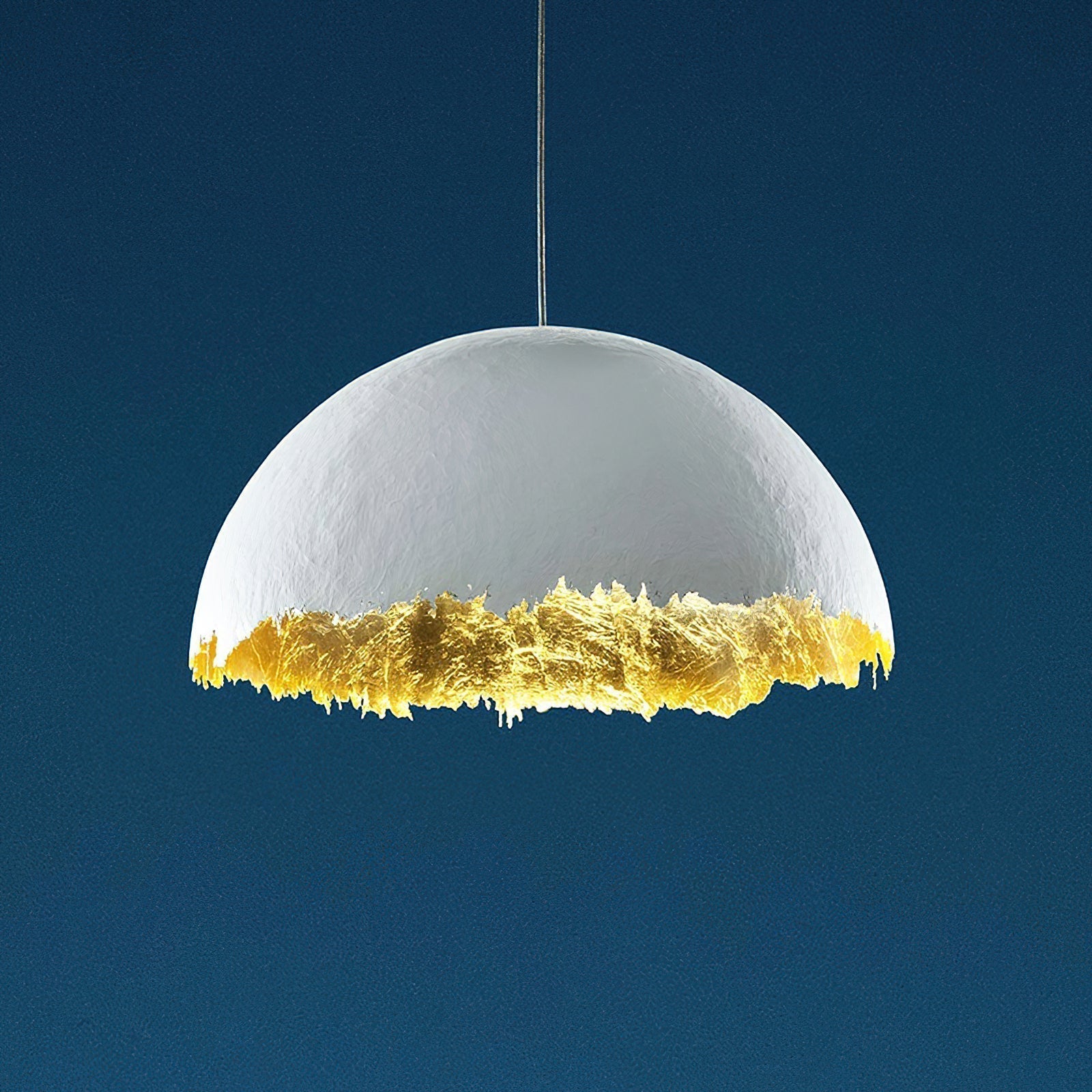 Modern Fiberglass Dome Pendant Light with Jagged Edges and Gold Interior Finish