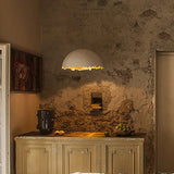 Modern Fiberglass Dome Pendant Light with Jagged Edges and Gold Interior Finish