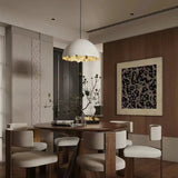 Modern Fiberglass Dome Pendant Light with Jagged Edges and Gold Interior Finish