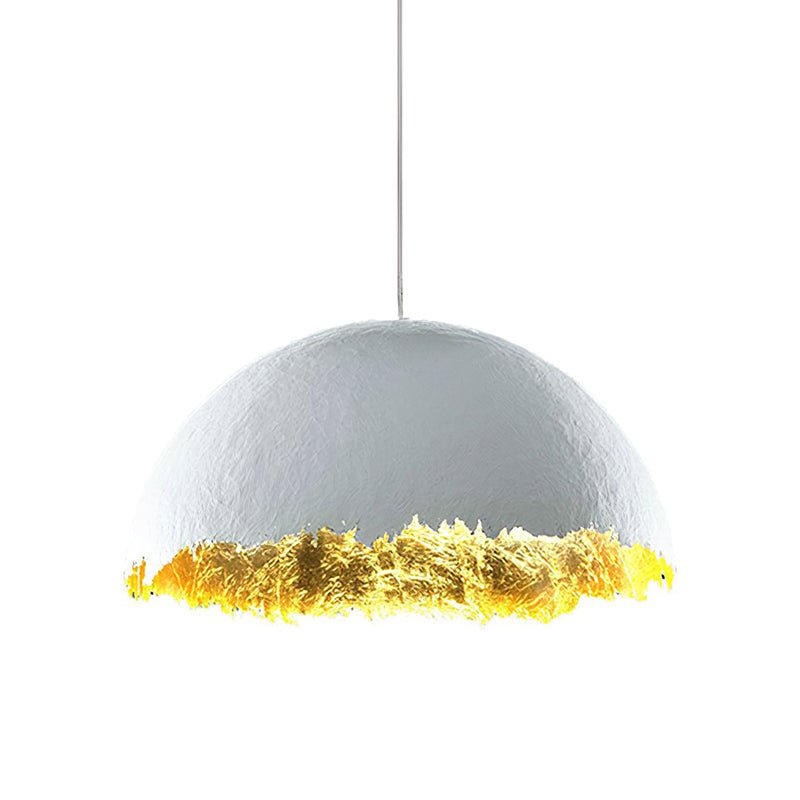 Modern Fiberglass Dome Pendant Light with Jagged Edges and Gold Interior Finish