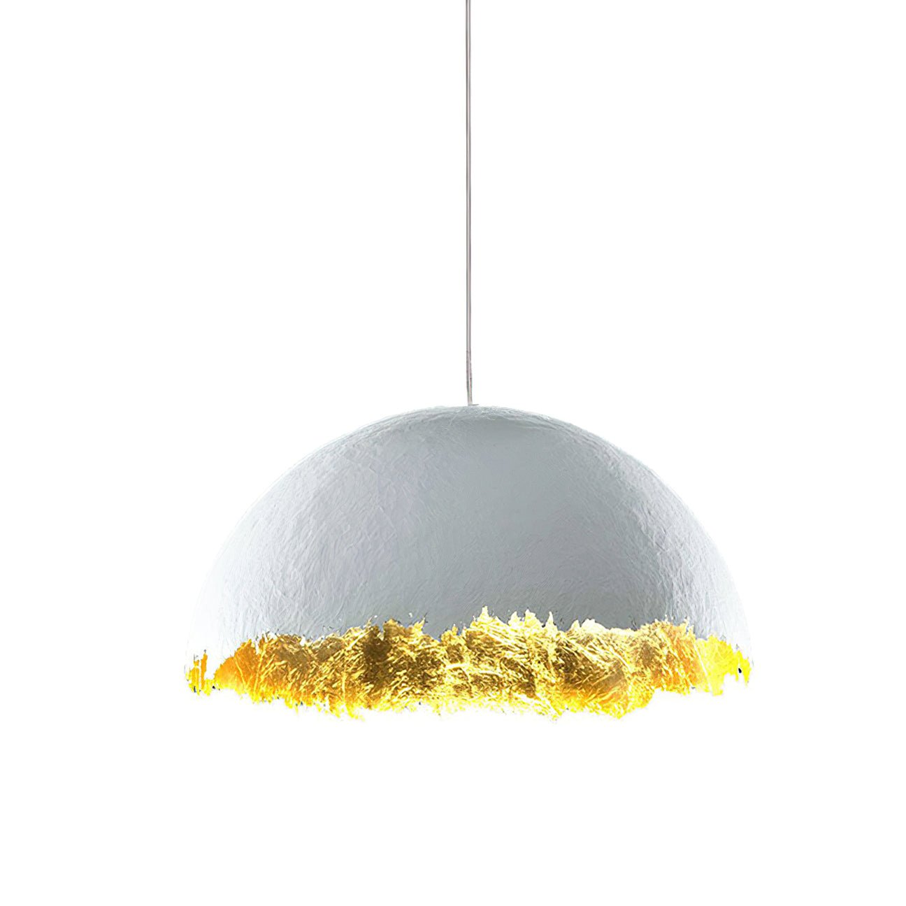 Modern Fiberglass Dome Pendant Light with Jagged Edges and Gold Interior Finish