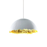 Modern Fiberglass Dome Pendant Light with Jagged Edges and Gold Interior Finish