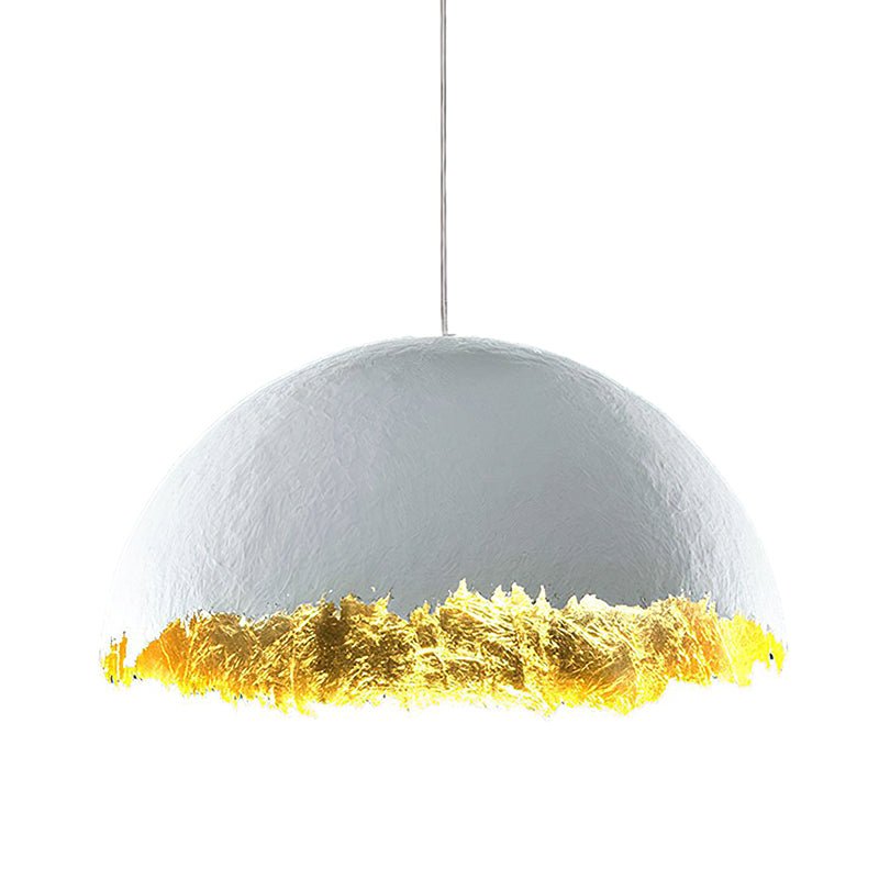 Modern Fiberglass Dome Pendant Light with Jagged Edges and Gold Interior Finish