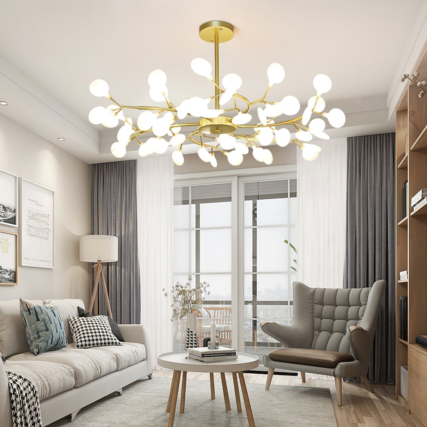 Modern Firefly Sputnik Chandelier LED Branching Pendant Light for Living Room