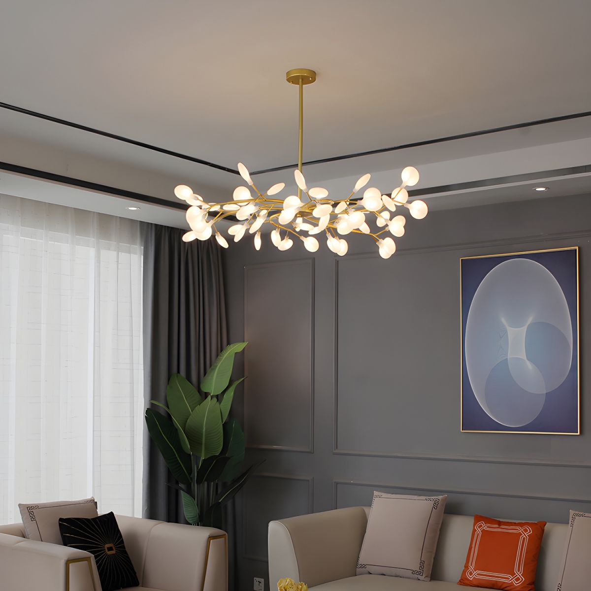 Modern Firefly Sputnik Chandelier LED Branching Pendant Light for Living Room