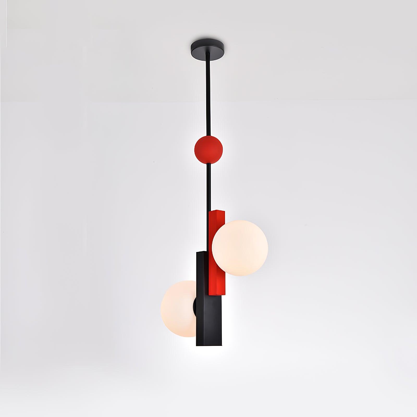 Modern First Dance Glass Globe Pendant Light with Red and Gold Metal Finish
