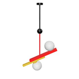 Modern First Dance Glass Globe Pendant Light with Red and Gold Metal Finish