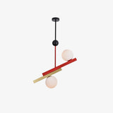 Modern First Dance Glass Globe Pendant Light with Red and Gold Metal Finish