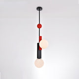 Modern First Dance Glass Globe Pendant Light with Red and Gold Metal Finish