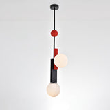 Modern First Dance Glass Globe Pendant Light with Red and Gold Metal Finish