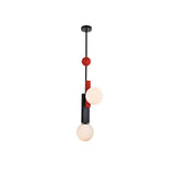Modern First Dance Glass Globe Pendant Light with Red and Gold Metal Finish