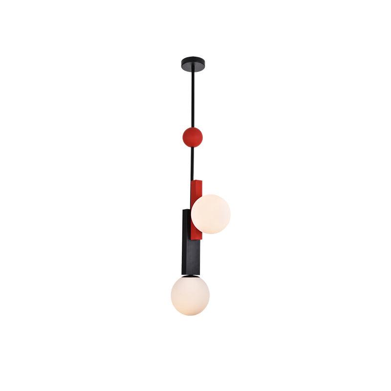 Modern First Dance Glass Globe Pendant Light with Red and Gold Metal Finish