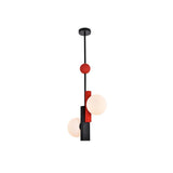 Modern First Dance Glass Globe Pendant Light with Red and Gold Metal Finish