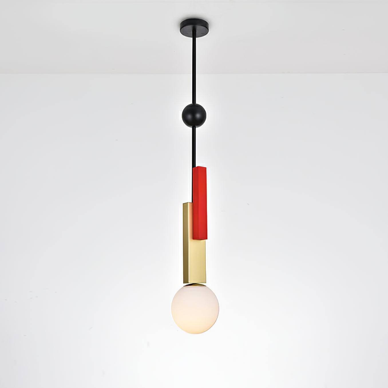 Modern First Dance Glass Globe Pendant Light with Red and Gold Metal Finish