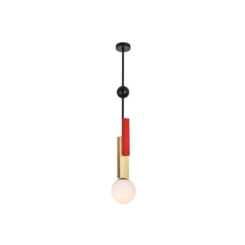 Modern First Dance Glass Globe Pendant Light with Red and Gold Metal Finish