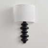 Modern Fishbone Corrugated Wood Wall Sconce with Linen Shade Set of 2