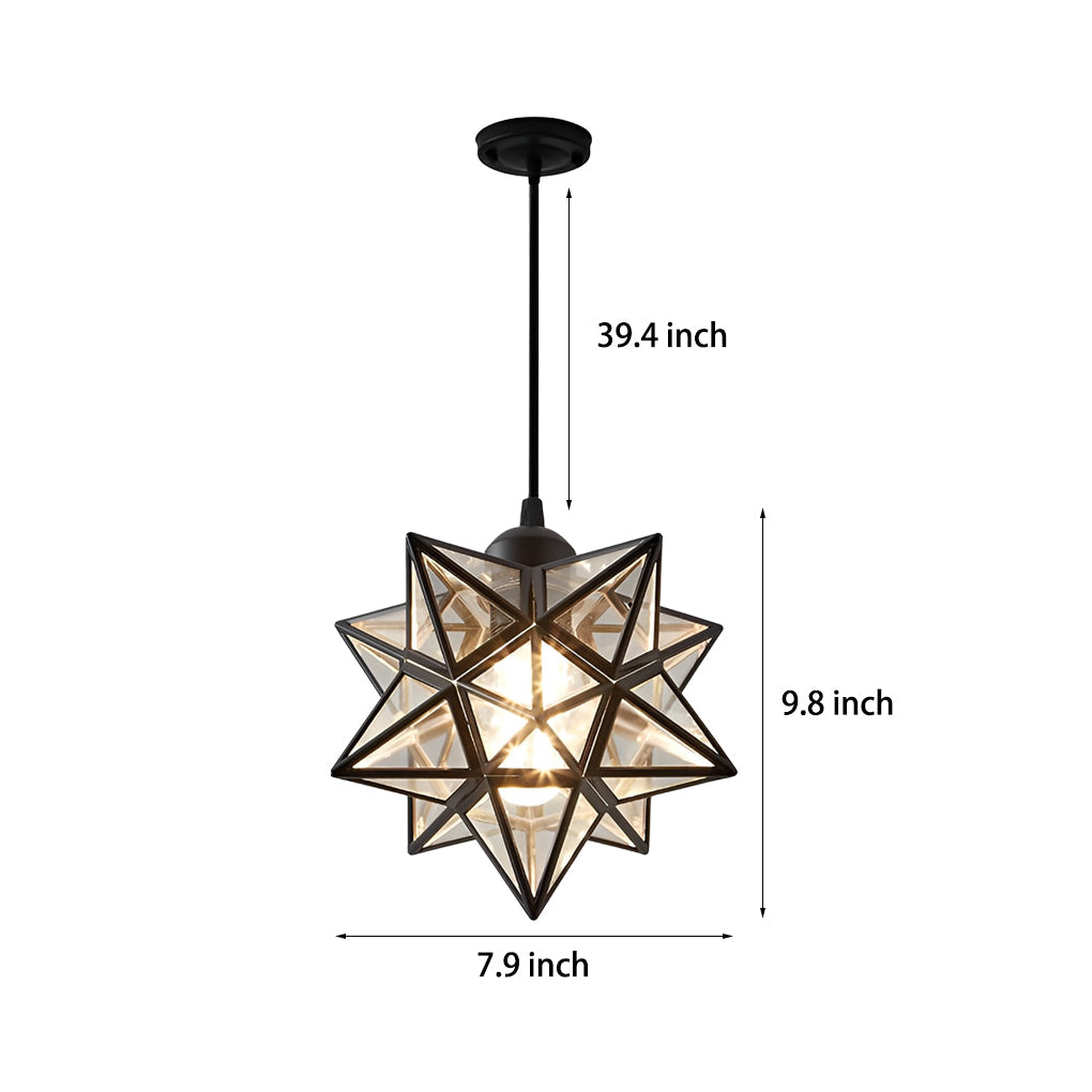 Modern Five Pointed Star Pendant Light 3 Step Dimming Iron Celestial Hanging Lamp