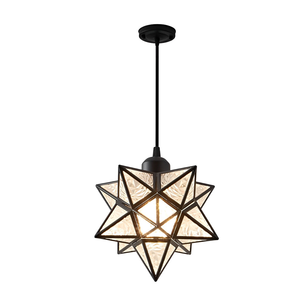 Modern Five Pointed Star Pendant Light 3 Step Dimming Iron Celestial Hanging Lamp