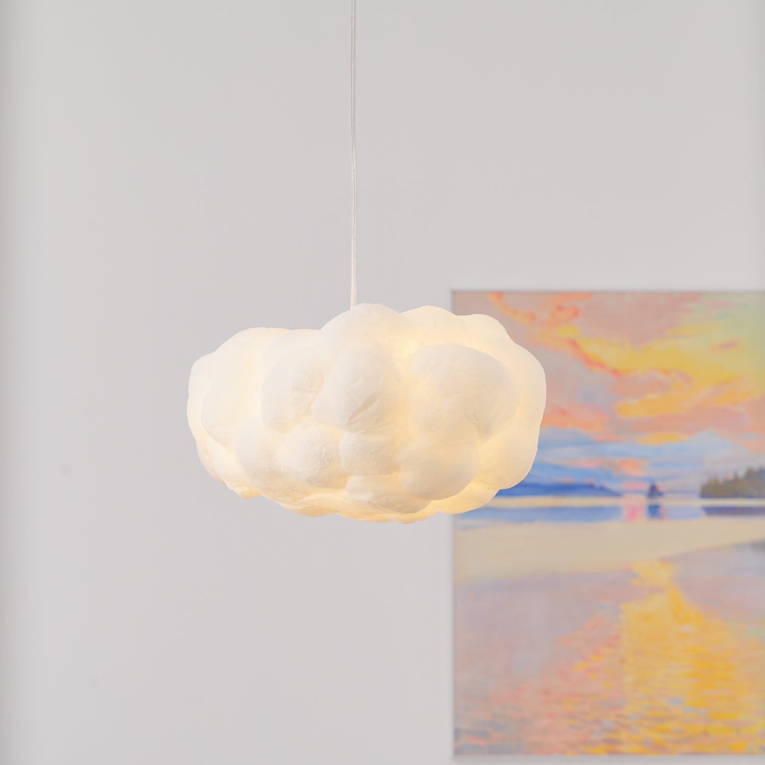 Modern Floating Cloud Pendant Light Ethereal White Hanging Ceiling Lamp for Bedroom and Nursery