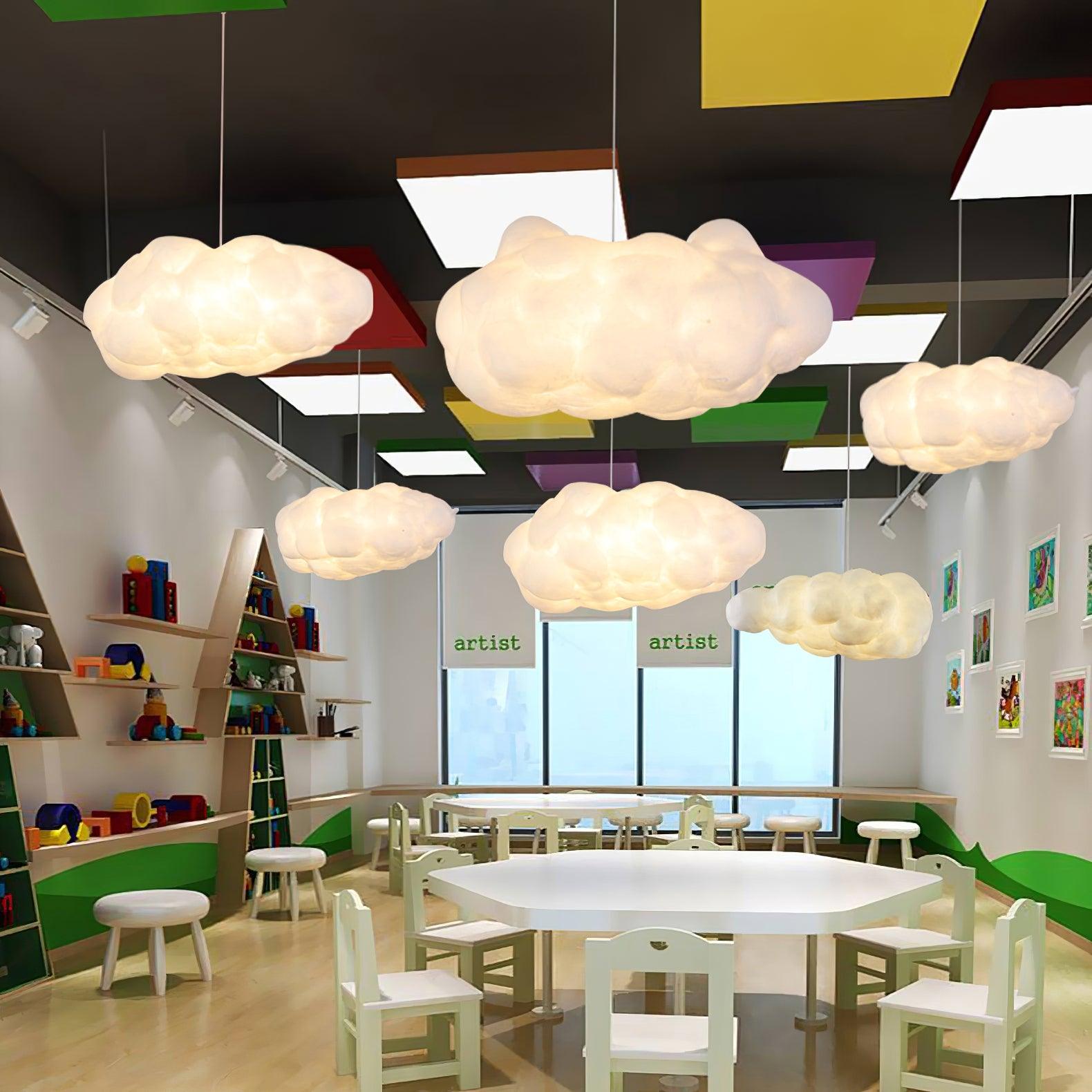 Modern Floating Cloud Pendant Light Ethereal White Hanging Ceiling Lamp for Bedroom and Nursery