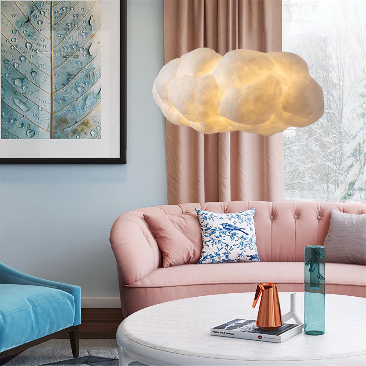 Modern Floating Cloud Pendant Light Ethereal White Hanging Ceiling Lamp for Bedroom and Nursery